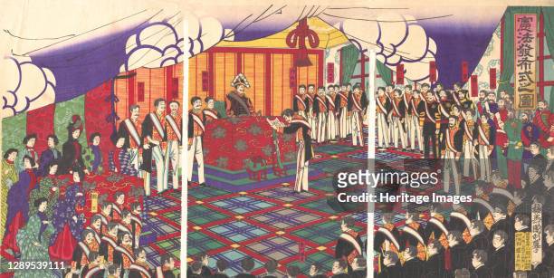 View of the Issuance of the Constitution, March 1889. Artist Kunitoshi.