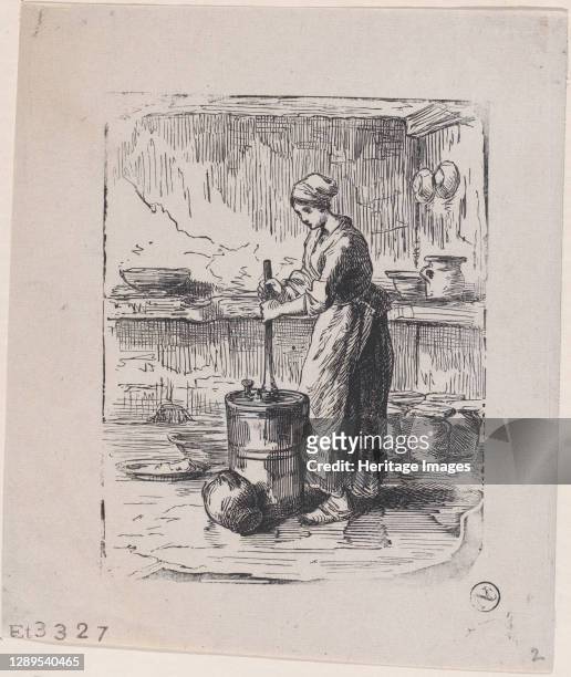 Woman Churning, ca. 1850-59. Artist Jacques-Adrien Lavieille.