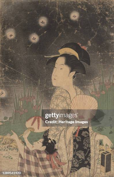 Woman and Child Catching Fireflies, ca. 1793. Artist Eishosai Choki.