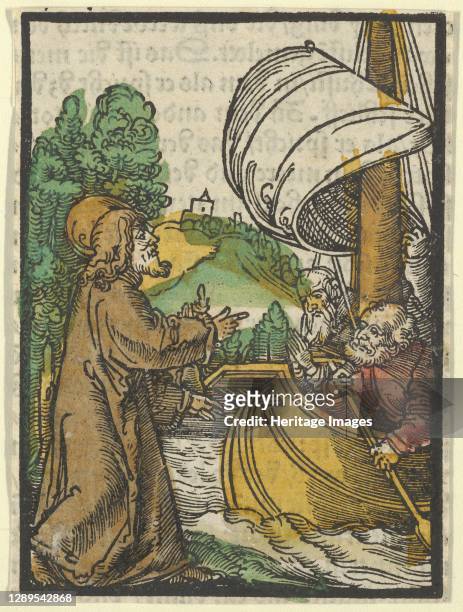 Christ Calming the Storm on Lake Tiberias, from Das Plenarium, 1517. Artist Hans Sch�ufelein the Elder.