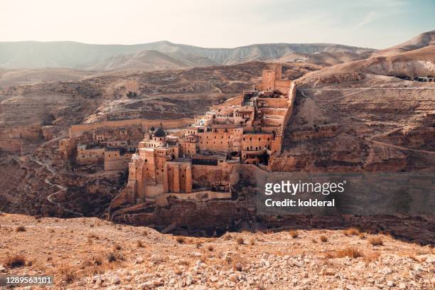 mar saba monastery in judean desert - jerusalem stock pictures, royalty-free photos & images