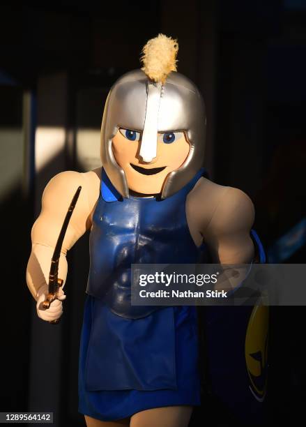 The Worcester Warriors mascot makes his way to the stands during the Gallagher Premiership Rugby match between Worcester Warriors and Bath at Sixways...