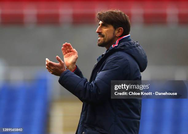 Manager of Reading Veljko Paunovic applauds the fans after during the Sky Bet Championship match between Reading and Nottingham Forest at Madejski...