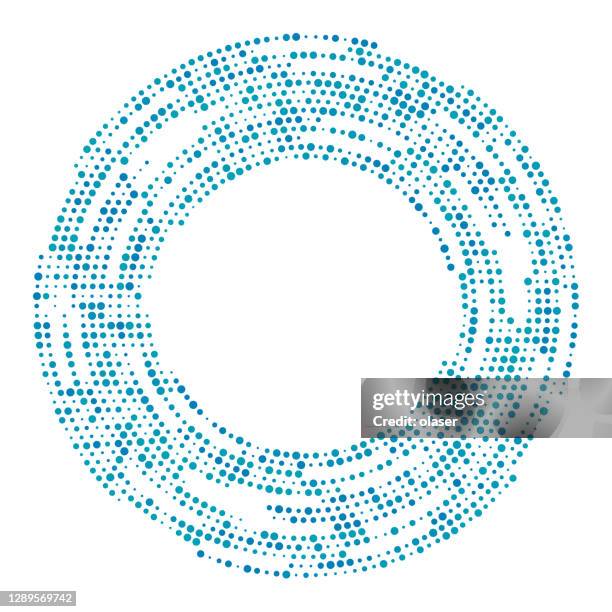 evenly spaced colored dots along circle tangent - dotted line stock illustrations