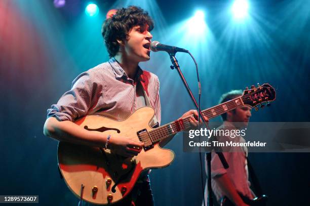 Ezra Koenig of Vampire Weekend performs during Bonnaroo 2008 on June 12, 2008 in Manchester, Tennessee.