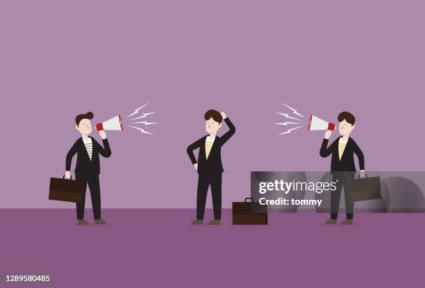 businessman's decision for other opinions - conflict management stock illustrations