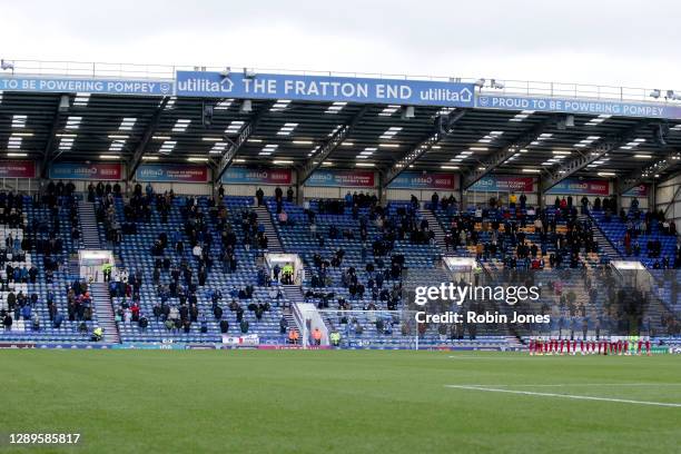 Portsmouth fans are back at the Fratton End though in limited numbers due to Covid- pandemic during the Sky Bet League One match between Portsmouth...