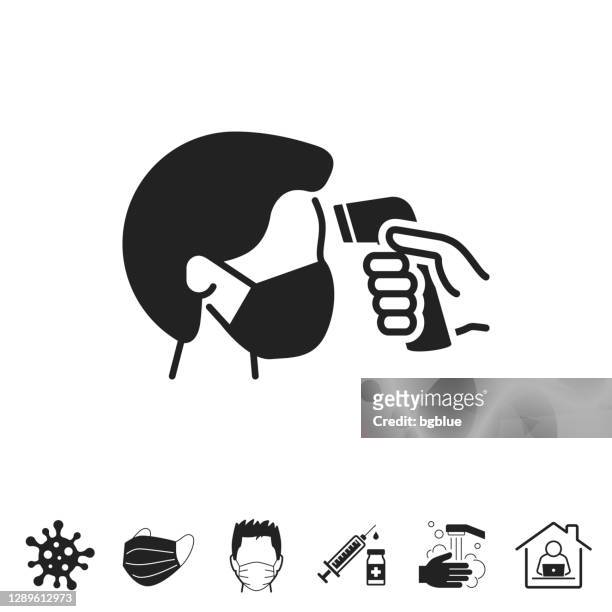 checking body temperature. icon for design on white background - temperature scan stock illustrations