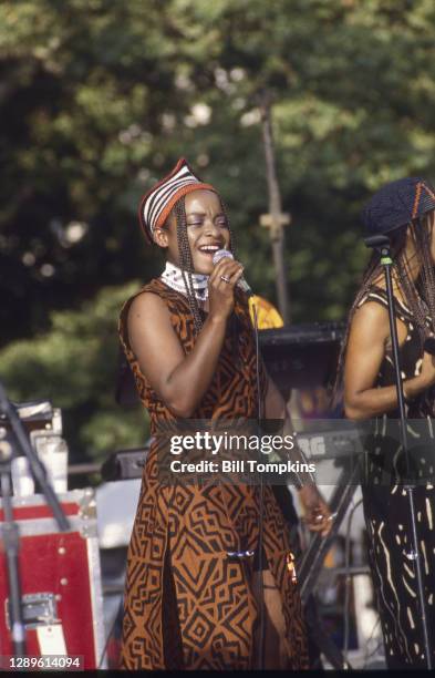 July 8: Backup singer for Papa Wemba performing at the Central Park Summerstage Concert Series on July 8th, 1995in New York City.