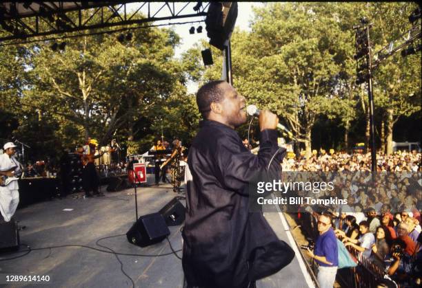 July 8: Papa Wemba performing at the Central Park Summerstage Concert Series on July 8th, 1995in New York City.