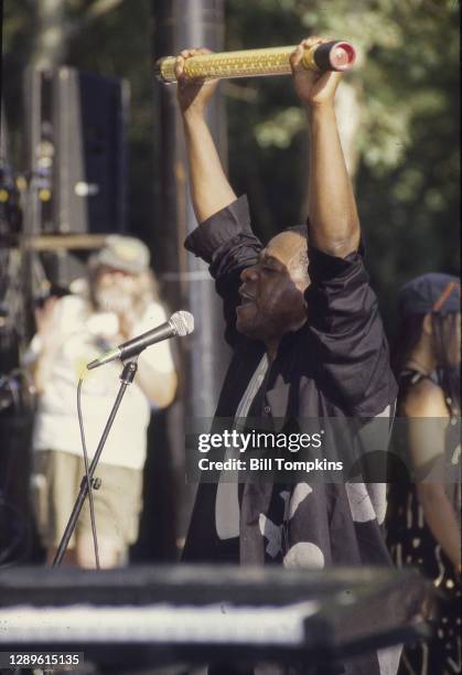 July 8: Papa Wemba performing at the Central Park Summerstage Concert Series on July 8th, 1995in New York City.