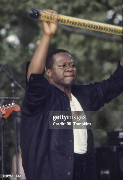 July 8: Papa Wemba performing at the Central Park Summerstage Concert Series on July 8th, 1995in New York City.