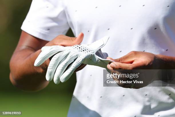 Detail of the glove of Tony Finau of the United States during the third round of the Mayakoba Golf Classic at El Camaleón Golf Club on December 05,...