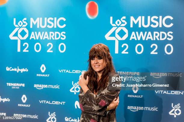 Vanesa Martin attends 'Los 40 Music Awards' photocall at Movistar Studios on December 06, 2020 in Madrid, Spain.