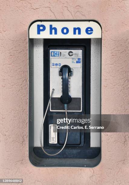 old wall pay coin phone - phone receiver stock pictures, royalty-free photos & images