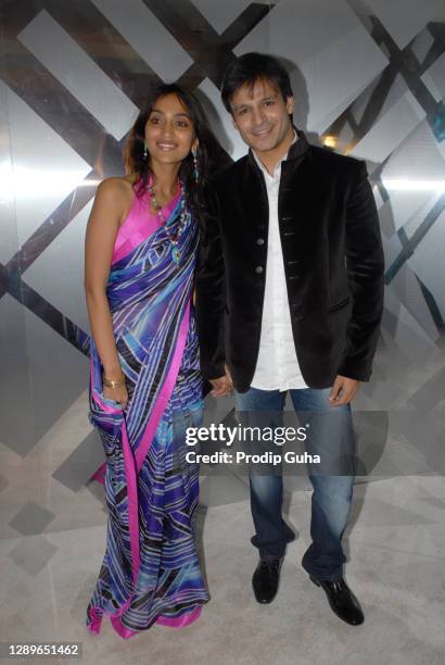 Priyanka Alva Oberoi and Vivek Oberoi attend the Burberry bash hosted by Christopher Bailey on December 09, 2010 in Mumbai,India