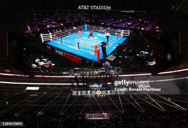 General view of Errol Spence Jr. And Danny Garcia during their WBC & IBF World Welterweight Championship fight at AT&T Stadium on December 05, 2020...