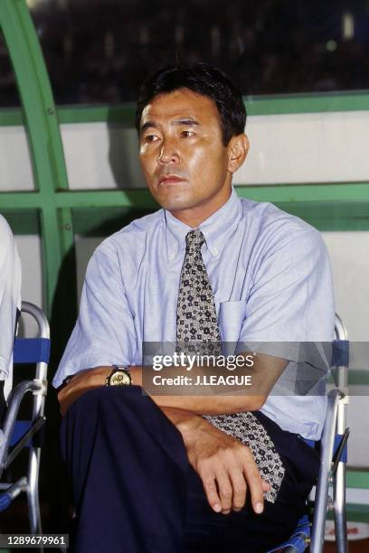 Head coach Koji Tanaka of Nagoya Grampus Eight is seen prior to the J.League first stage match between Bellmare Hiratsuka and Nagoya Grampus Eight at...