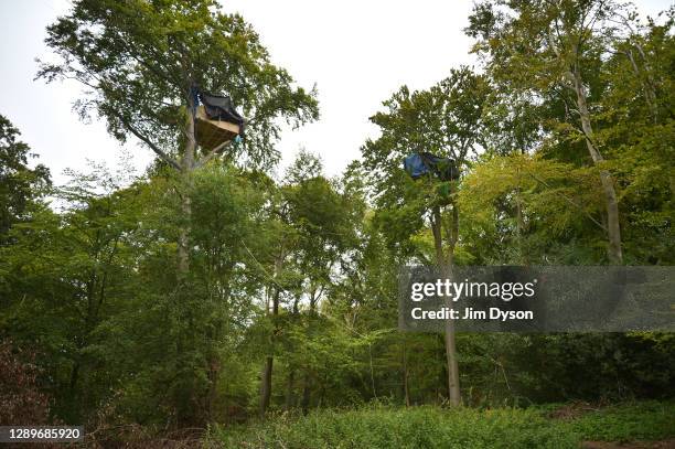 General view at a protest camp in Jones Hill Wood against the HS2 High Speed Rail line and its proposed route through the Chilterns ‘Area of...