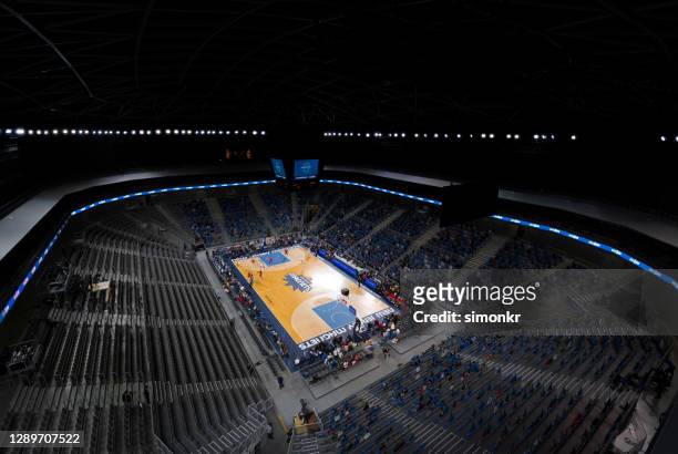 view of basketball stadium - basketball stadium stock pictures, royalty-free photos & images