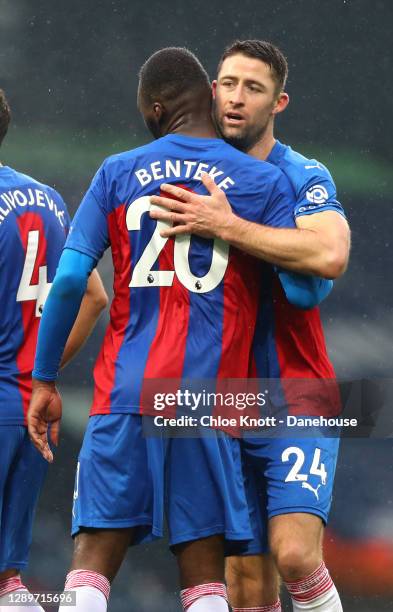 Christian Benteke of Crystal Palace celebrates scoring his teams fifth goal during the Premier League match between West Bromwich Albion and Crystal...