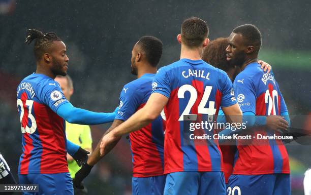 Christian Benteke of Crystal Palace celebrates scoring his teams fifth goal during the Premier League match between West Bromwich Albion and Crystal...