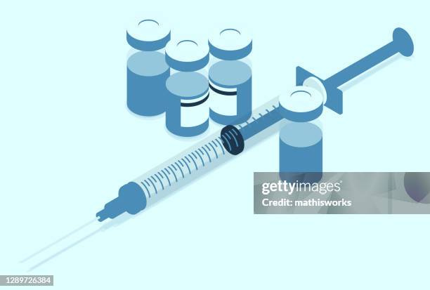 vaccine illustration in blue - dose stock illustrations