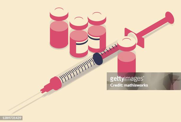 vaccine illustration limited color palette - covid vaccination stock illustrations