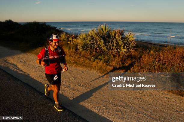Runner competes in the Daytona 100 Ultramarathon on December 05, 2020 in Flagler Beach, Florida.