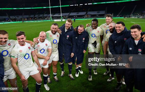 Henry Slade, George Ford, Dan Robson , Will Stuart, Joe Launchbury, Sam Underhill, Maro Itoje, Jonny Hill, Joe Marler , Ellis Genge and Ben Youngs of...