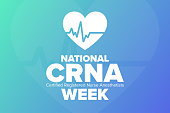 National CRNA Week. Certified Registered Nurse Anesthetists. Holiday concept. Template for background, banner, card, poster with text inscription. Vector EPS10 illustration.