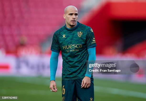 Sandro Ramirez of SD Huesca looks on during the La Liga Santander match between Granada CF and SD Huesca at Estadio Nuevo Los Carmenes on December...