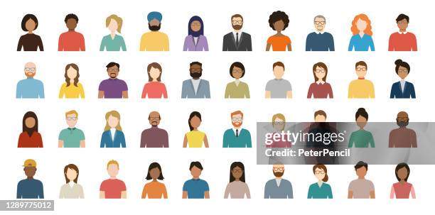 people avatar icon set - profile diverse empty faces for social network - vector abstract illustration - grown up stock illustrations
