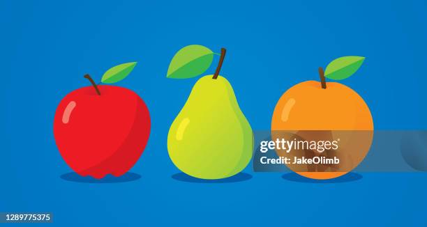 obst-set flach - birne stock-grafiken, -clipart, -cartoons und -symbole