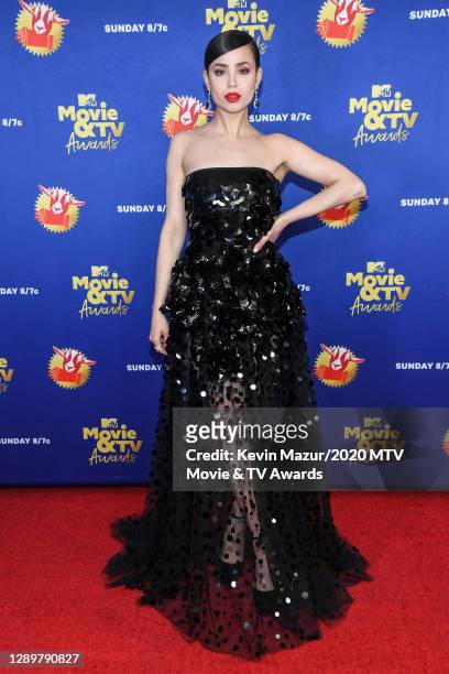 In this image released on December 6, Sofia Carson attends the 2020 MTV Movie & TV Awards: Greatest Of All Time broadcast on December 6, 2020.