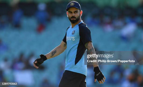 Virat Kohli of India looks on before game two of the Twenty20 International series between Australia and India at Sydney Cricket Ground on December...