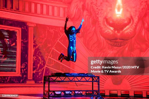 In this image released on December 6, Steve Aoki performs at the 2020 MTV Movie & TV Awards: Greatest Of All Time broadcast on December 6, 2020.