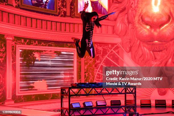 In this image released on December 6, Steve Aoki performs at the 2020 MTV Movie & TV Awards: Greatest Of All Time broadcast on December 6, 2020.