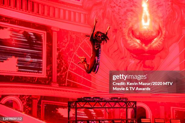 In this image released on December 6, Steve Aoki performs at the 2020 MTV Movie & TV Awards: Greatest Of All Time broadcast on December 6, 2020.
