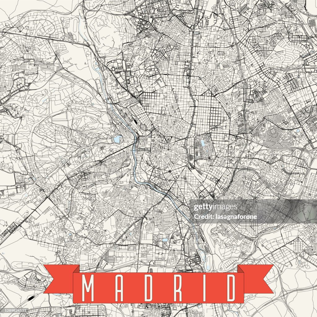 Madrid, Spain Vector Map