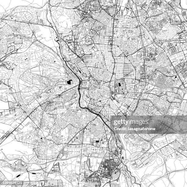 ilustraciones, imágenes clip art, dibujos animados e iconos de stock de madrid, mapa vectorial de españa - mapa