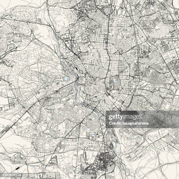 madrid, spain vector map - viewpoint stock illustrations