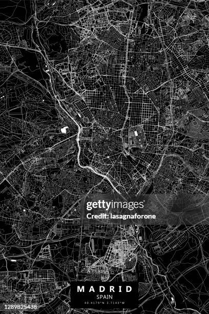 madrid, spain vector map - museo nacional centro de arte reina sofia stock illustrations