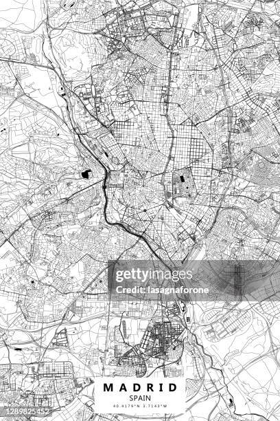 madrid, spain vector map - madrid map stock illustrations