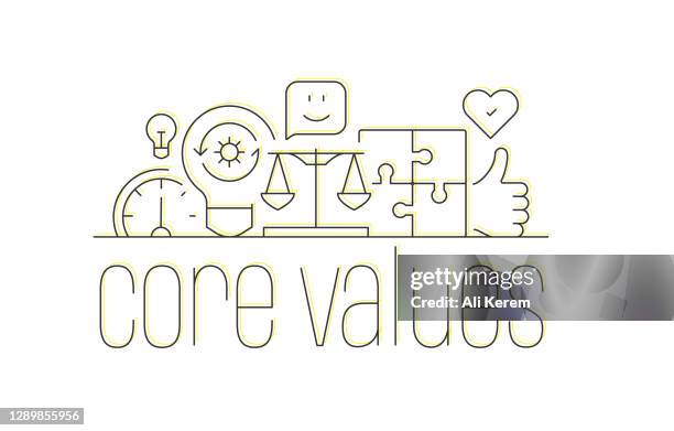 core values line icon design - employee value proposition stock illustrations