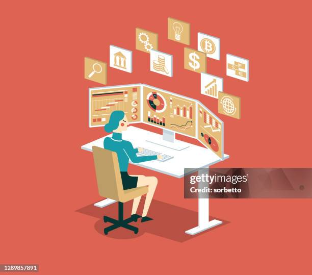 cloud computing - businesswoman - laptop netbook stock illustrations