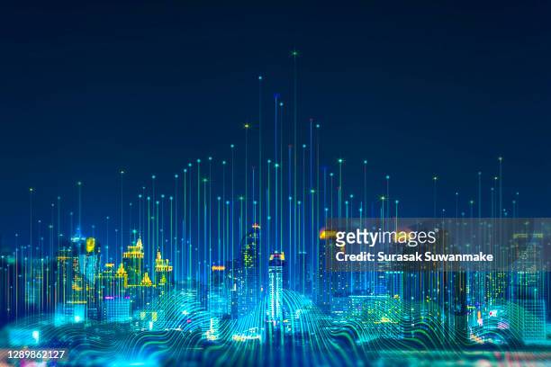 intelligent city networks and communication in the age of ai (wireless communication on the world) - building community concept stock pictures, royalty-free photos & images
