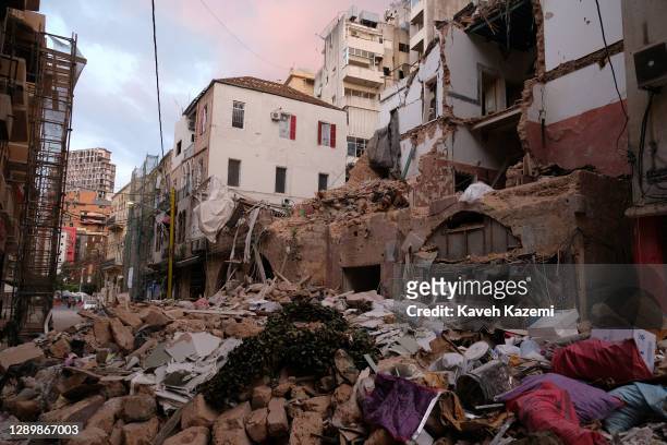Scenes of destruction in Gemmayze neighbourhood after the August 4th massive port explosion on September 24, 2020 in Beirut, Lebanon.