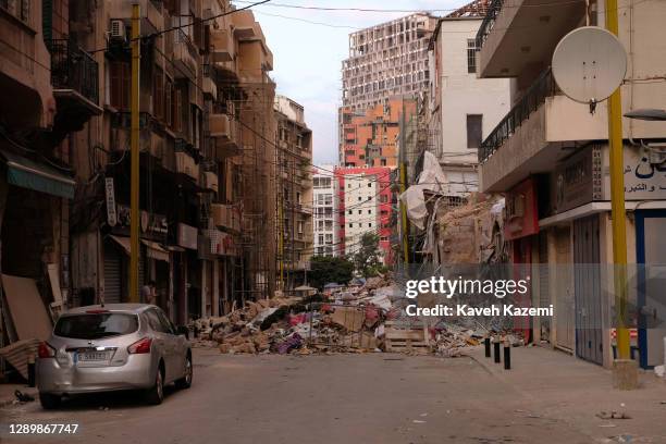 Scenes of destruction in Gemmayze neighbourhood after the August 4th massive port explosion on September 24, 2020 in Beirut, Lebanon.