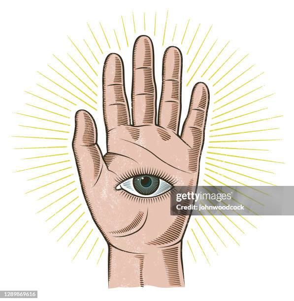 hand with eye stock illustration - magic eye stock illustrations